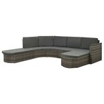 vidaXL Salon de jardin 4 Pièces avec coussins résine tressée gris