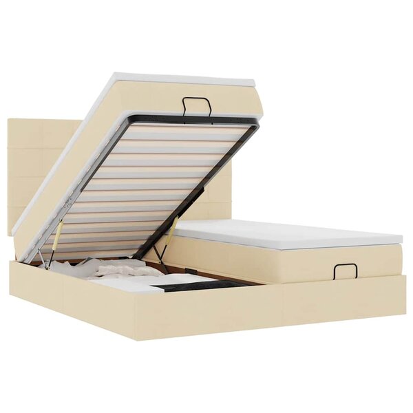 VidaXL Cadre de lit ottoman avec matelas crème 200x200cm tissu