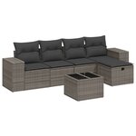 vidaXL Salon de jardin 6 Pièces avec coussins gris résine tressée