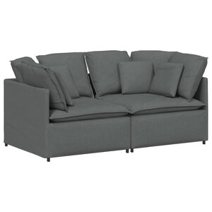 vidaXL Canapé modulaire avec coussins en tissu gris foncé