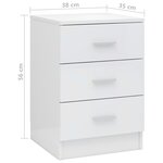 vidaXL Tables de chevet 2 Pièces Blanc brillant Bois d’ingénierie