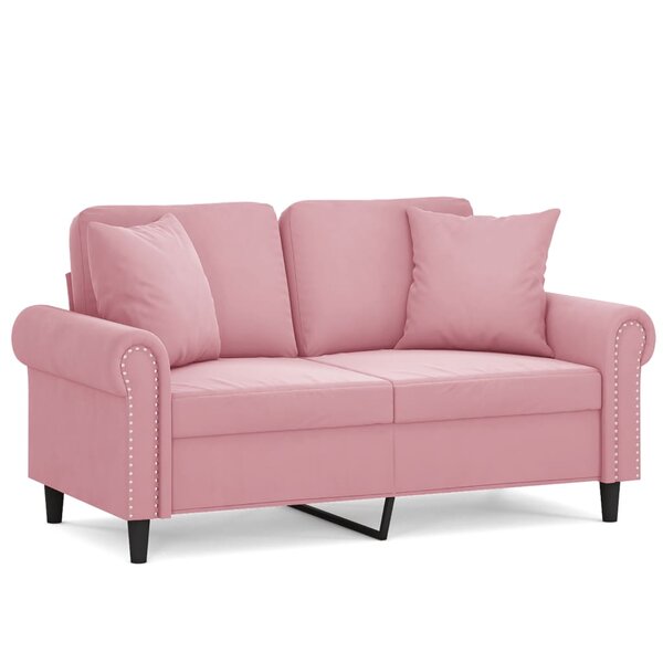 vidaXL Canapé 2 places avec oreillers décoratifs rose 120 cm velours