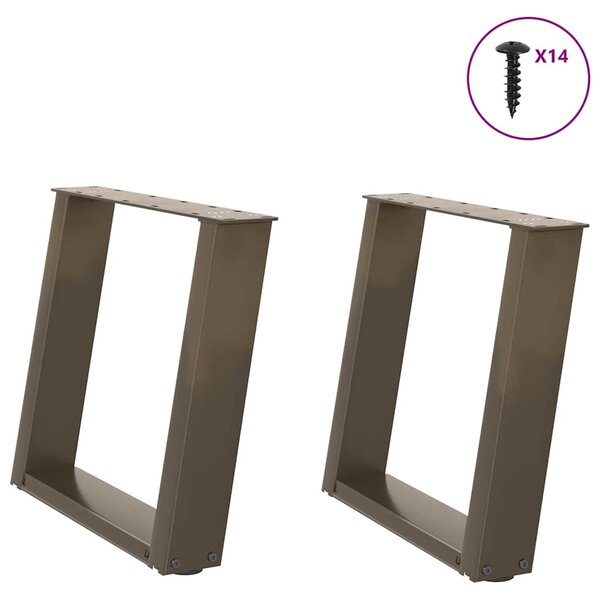 vidaXL Pieds de table basse en U  2 pièces  acier naturel  50 x (42-43) cm