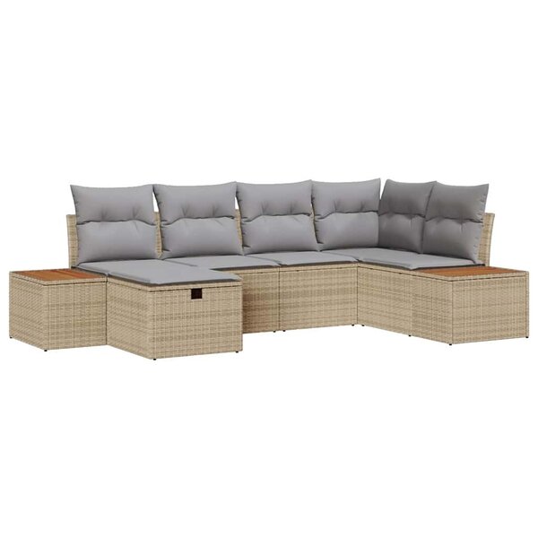 vidaXL Ensemble de canapé de jardin 6 Pièces Beige Poly rotin