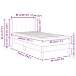 vidaXL Cadre de lit avec matelas Noir 80 x 200 cm Velours