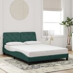 vidaXL Cadre de lit avec LED sans matelas vert foncé 140x190 cm velours