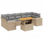 vidaXL Salon de jardin avec coussins 8 Pièces beige résine tressée