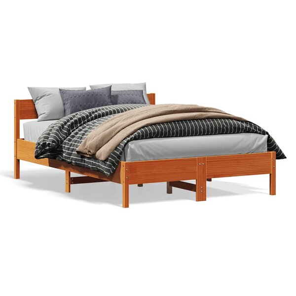 vidaXL Cadre de lit sans matelas cire marron 140x200cm bois pin massif