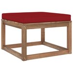 vidaXL Repose-pied de jardin avec coussin rouge bordeaux
