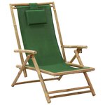 vidaXL Chaise de relaxation inclinable Vert Bambou et tissu