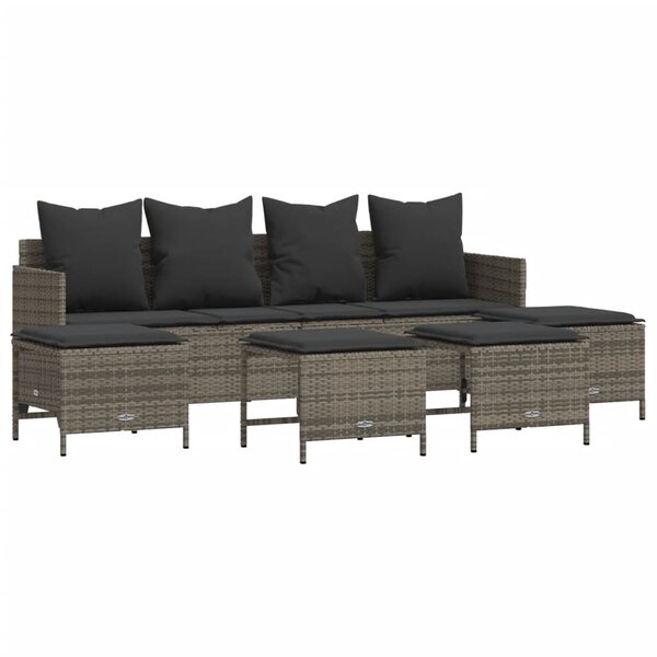 vidaXL Salon de jardin 5 Pièces avec coussins gris résine tressée