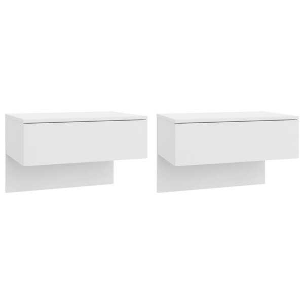vidaXL Tables de chevet murales 2 Pièces Blanc brillant