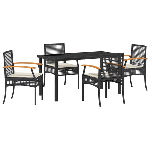 vidaXL Ensemble de salle à manger pour jardin 5 Pièces Noir polyrotin