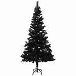 vidaXL Arbre de Noël artificiel pré-éclairé et boules noir 180 cm PVC
