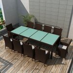 vidaXL Ensemble à manger d'extérieur et coussins 11 Pièces résine tressée