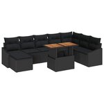 vidaXL Ensemble de salle à manger pour jardin 9 Pièces Noir et Marron