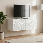 vidaXL Meuble TV mural 59 5 x 41 x 30 cm Blanc Bois d'ingénierie