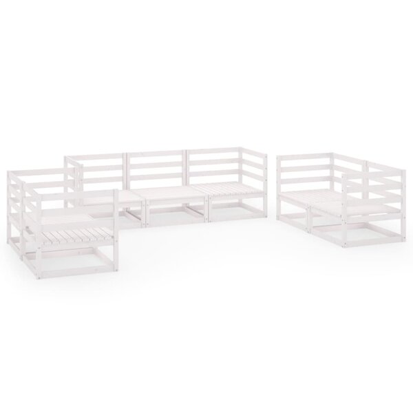 vidaXL Salon de jardin 7 Pièces Blanc Bois de pin massif