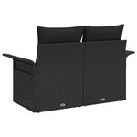 vidaXL Canapé de jardin 2 places avec rangement et coussins  noir en poly rattan