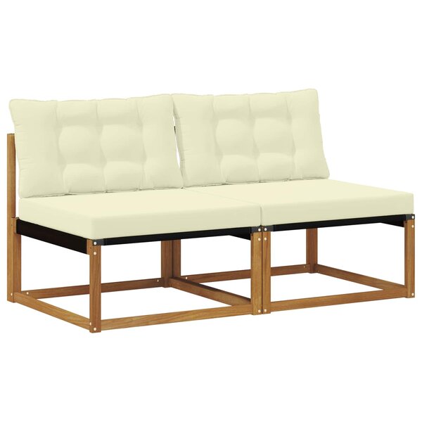 vidaXL 2 Pièce Sofa de milieu extérieur Bois d'Acacia Massif Naturel