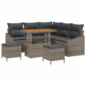 vidaXL Ensemble de canapé de jardin avec coussin 8 Pièces Gris Poly rotin