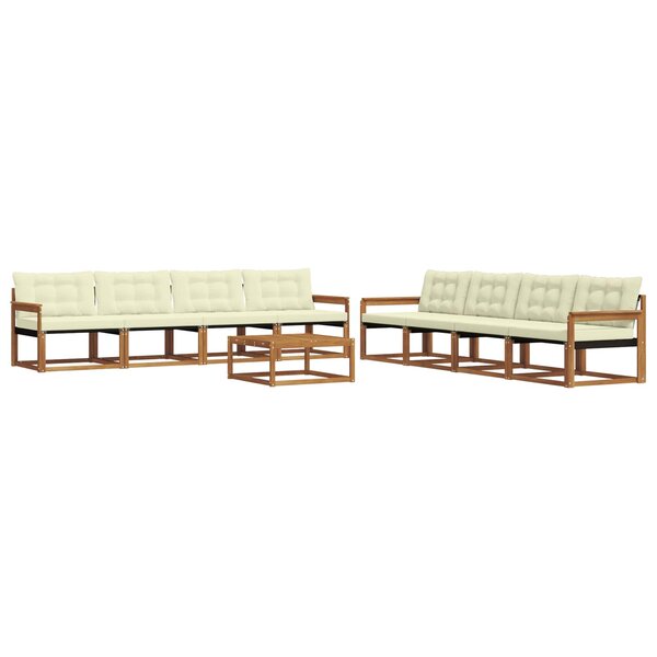 vidaXL Ensemble de canapés d'extérieur 9 Pièces Naturel et Crème