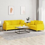 vidaXL Ensemble de canapés 2 Pièces avec coussins jaune clair tissu