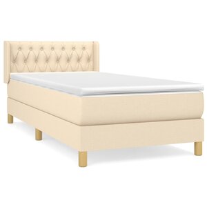 vidaXL Sommier à lattes de lit avec matelas Crème 100x200 cm Tissu