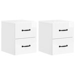 vidaXL Cabinet de chevet mural 2 Pièces Blanc brillant 34 5 x 33 x 40 cm