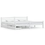 vidaXL Cadre de lit avec 2 tiroirs Blanc Bois de pin massif 200x200 cm