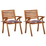 vidaXL Chaises à manger de jardin avec coussins lot de 2 Acacia massif