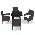 vidaXL Ensemble à manger de jardin et coussins 5 Pièces Poly rotin Marron