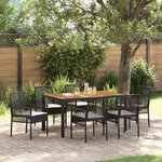 vidaXL Ensemble de salle à manger pour jardin 7 Pièces Noir Poly rotin