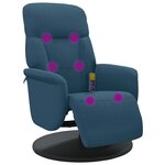 vidaXL Fauteuil inclinable de massage avec repose-pied bleu velours