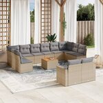 vidaXL Salon de jardin avec coussins 13 Pièces beige résine tressée