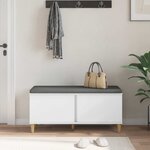 vidaXL Banc d'entrée avec coussin avec stockage Blanc 100 x 38 x 46 cm