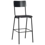 vidaXL Chaises de bar lot de 2 noir contreplaqué solide et acier