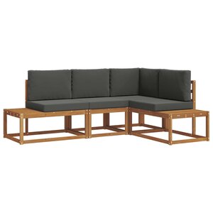 vidaXL 4 pc Ensemble de canapés d'extérieur Naturel et Anthracite