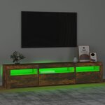 vidaXL Meuble TV avec lumières LED Chêne fumé 195x35x40 cm
