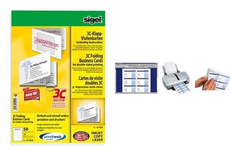 Cartes de visite doubles 3c  90 / 180 x 55 mm  extra sigel