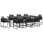 vidaXL Ensemble de salle à manger pour jardin 9 Pièces Noir Acier