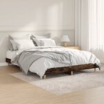 vidaXL Cadre de lit sans matelas chêne fumé 140x190 cm bois ingénierie