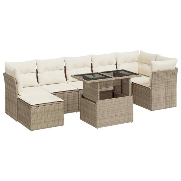 vidaXL Salon de jardin avec coussins 8 Pièces beige résine tressée