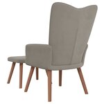 vidaXL Chaise de relaxation avec repose-pied Gris clair Velours
