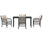 vidaXL Ensemble de salle à manger de jardin 5 pièces avec coussins noir poly rattan