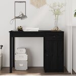 vidaXL Bureau Noir 100x50x75 cm Bois massif de pin