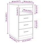 vidaXL Armoire à tiroirs Noir 40x50x76 cm Bois d'ingénierie