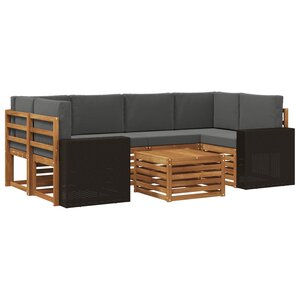 vidaXL Ensemble de canapés d'extérieur 7 pc Naturel et Anthracite