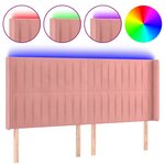 vidaXL Tête de lit à LED Rose 163x16x118/128 cm Velours
