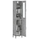vidaXL Buffet haut Gris béton 34 5x34x180 cm Bois d'ingénierie